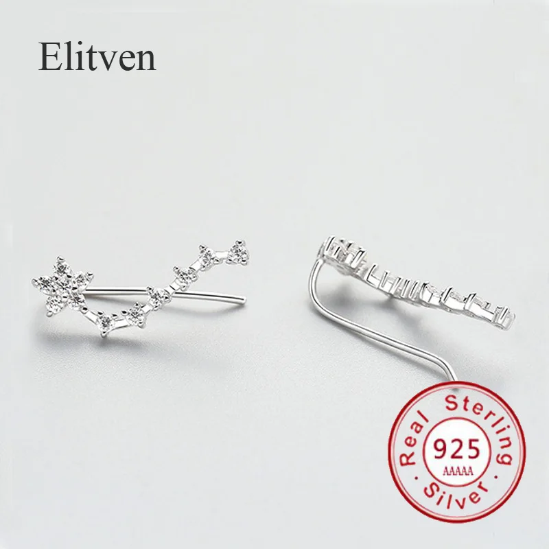 

Elitven Clip on Earrings CZ Star Ear Climber 925 Real Sterling Silver Stud for Women Grils Jewelry Gift for Mother Girlfriend