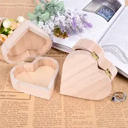 Сердце Форма деревянная коробка Шкатулка Свадебный подарок косметическая серьги кольцо Рабочий стол Rangement составляют деревянный ящик для