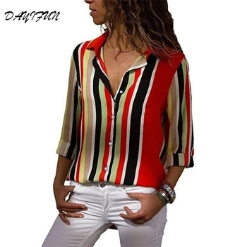 

DAYIFUN Women Tops and Blouses Casual Chiffon Blouse Harajuku Long Sleeve Blusa Feminina Tops Shirts Plus Size XXL Blouse 7325