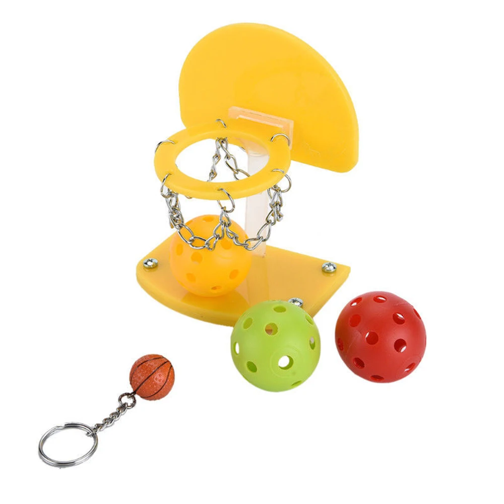Забавная мини-баскетбольная игрушка для попугая, интеллектуальная головоломка, развивающая игра, жевательные игрушки, принадлежности для птиц - Цвет: Цвет: желтый