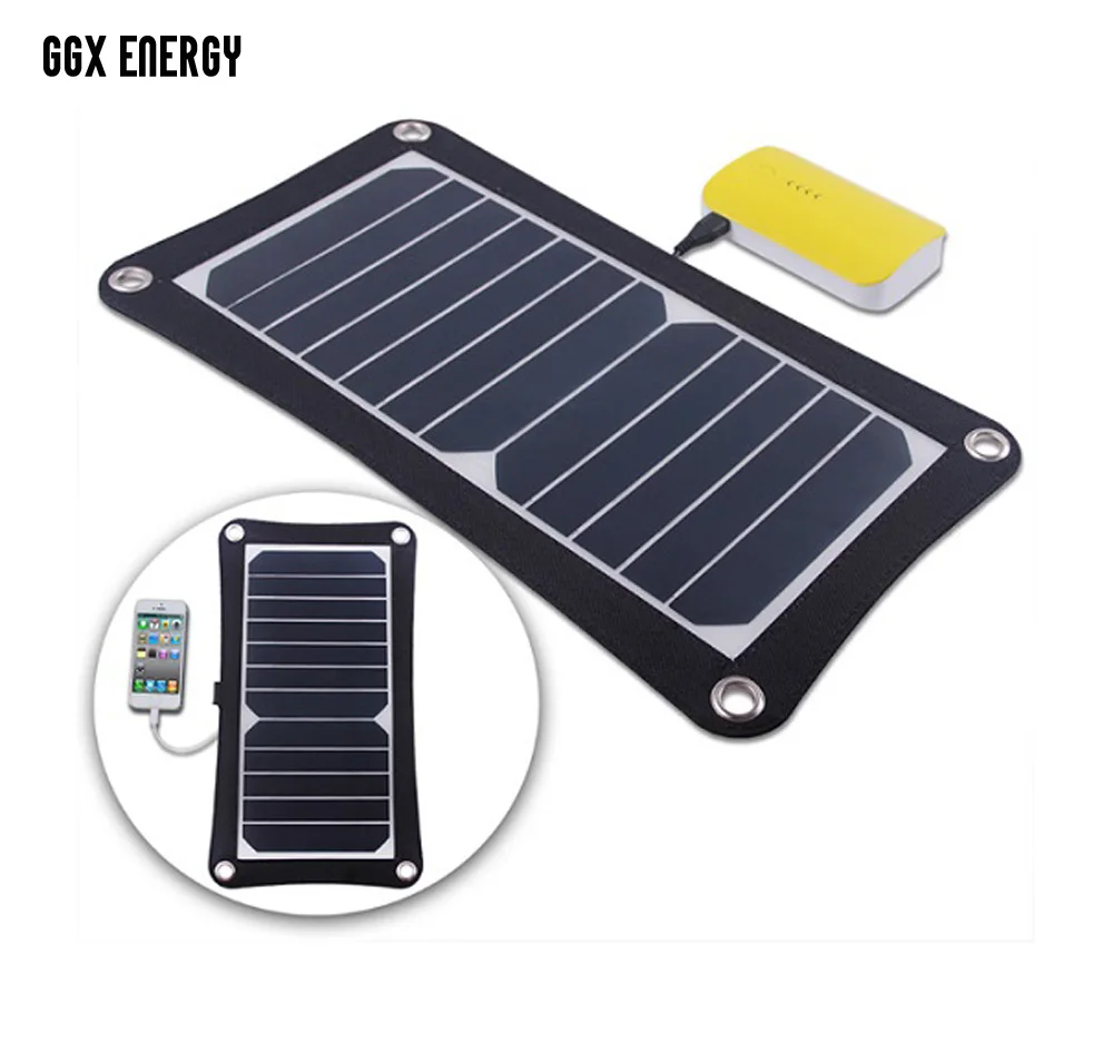 GGX ENERGY 6.5 Watt Portable Solar Cell Panel Charger for Hiking Camping Portable Solar Phone