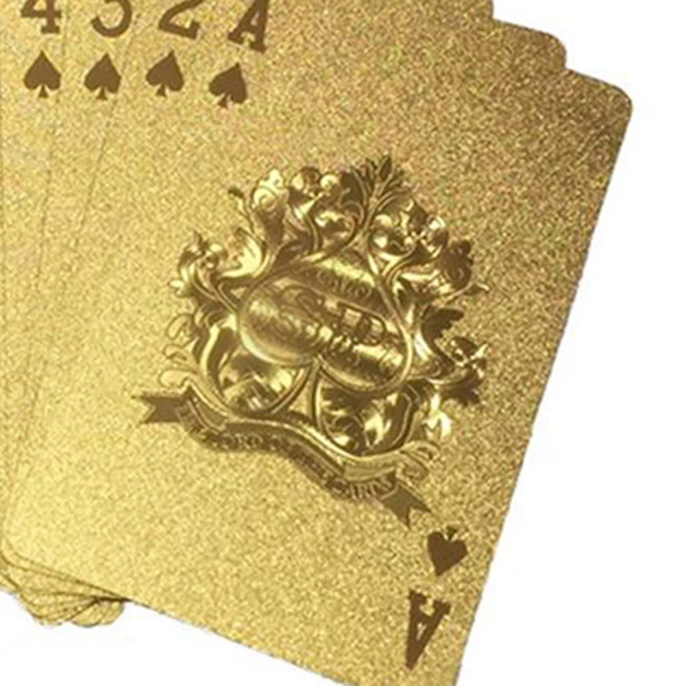 Водонепроницаемые золотые игральные карты колода Золотая фольга покер набор Волшебная карта 24 к Золотые пластиковые долговечные карты