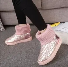 NOUVEAU femmes Bottes Fourrure Chaude Coton Chaussures D’hiver Haute Qualité Confortable femmes de Doux Cheville Neige Bottes Plates Chaussures Femme taille 36-40 F021