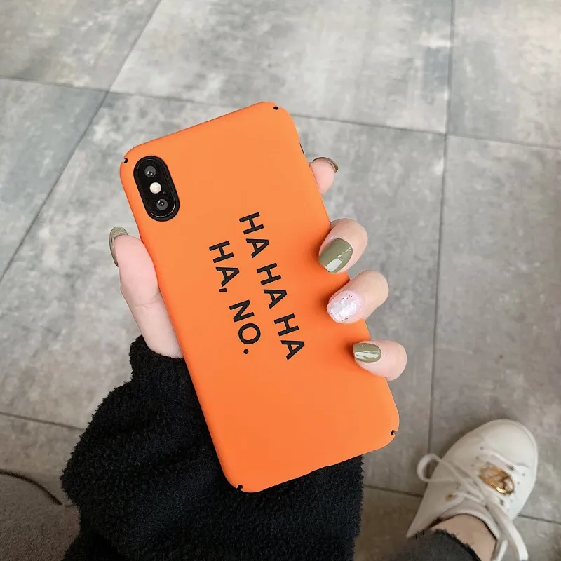 

Wixcen Simple Orange Letter Print Phone Case for Iphone Xs Max Xr Matte Hard Plastic Case for Iphone 7 8plus 6s Back Fundas