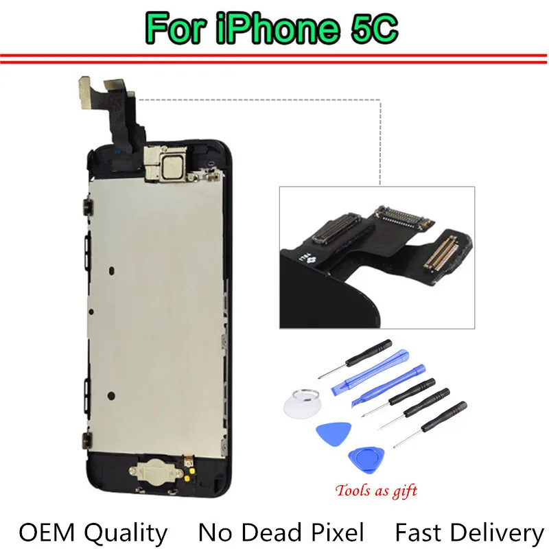 

OEM Quality Complete LCD for iPhone 5C Screen Full Assembly Display with Home Button Front Camera and Tools