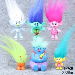 6 шт./лот тролли PVC Фигурки 3-7 см тролли игрушки коллекционные куклы Poppy филиал Biggie куклы для малыша модель подарки B0599