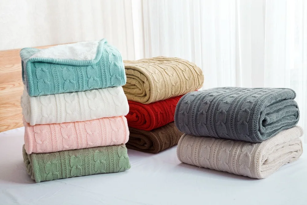 drop ship 100 Cotton Knitted blanket High quality Sheep velvet Blankets Winter warmth Knitted