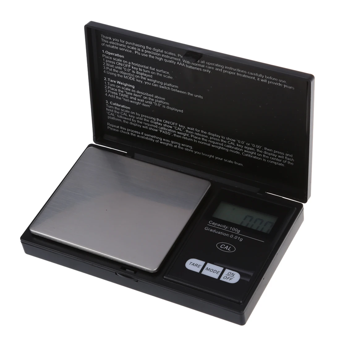 SOSW-100g * 0.01g Mini LCD Digital Pocket Jewelry Gold Diamond Scale Gram - black |