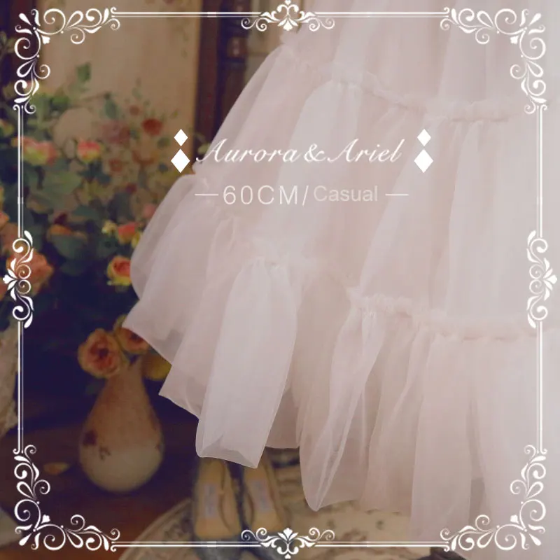Lolita Underskirt Casual Lolita Petticoat 60cm White Organza Pettiskirt Midi A line Under Skirt