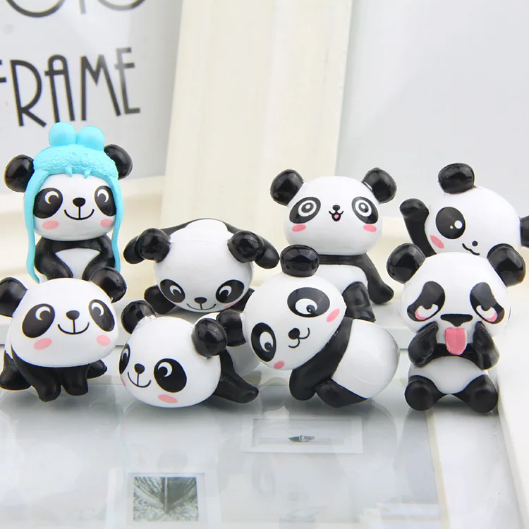 8 pcs lot Hot Sale Action Figures Toys Dolls Cute Panda Animals Cartoon Toys Models Desk