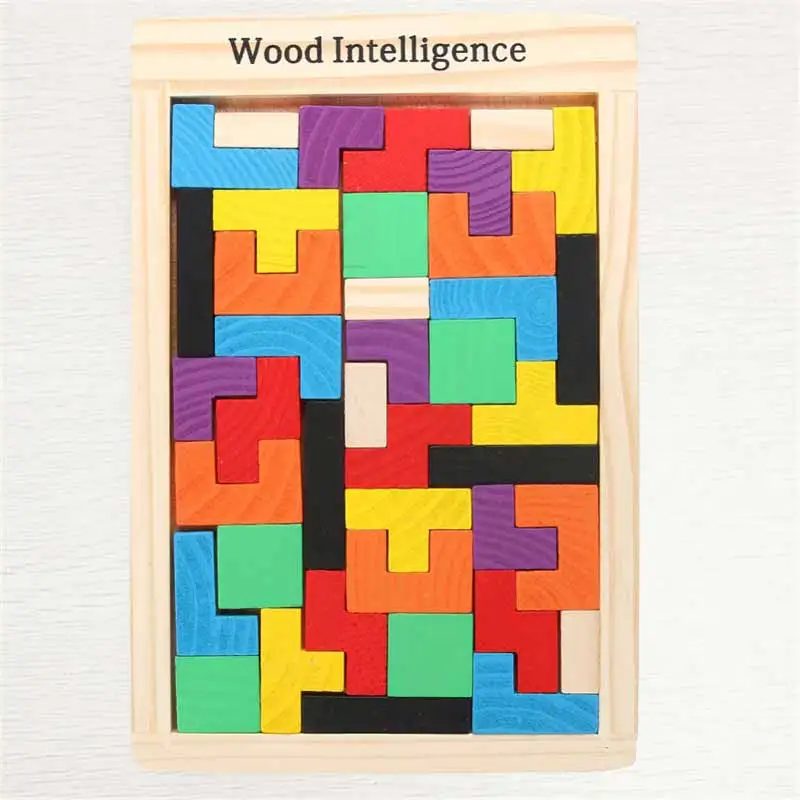Детские деревянные пазлы игрушки красочные Tangram головоломки для мозга