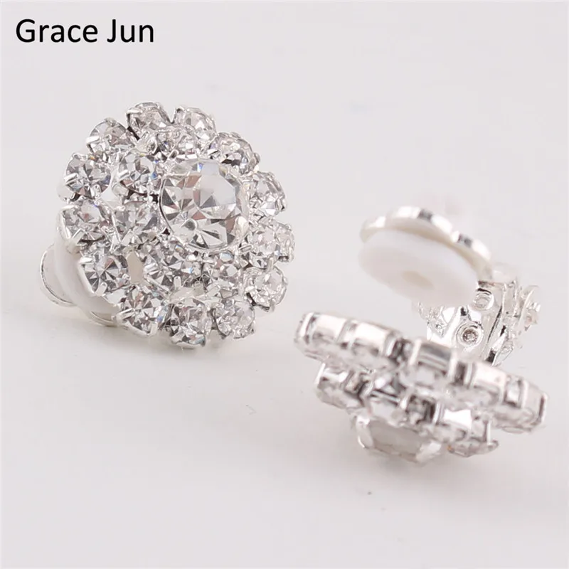 

Grace Jun(TM) 2017 New Arrival Double Round Rhinestone Clip on Earring No Pierced for Women Party Charm Fine Jewelry Bijouterie
