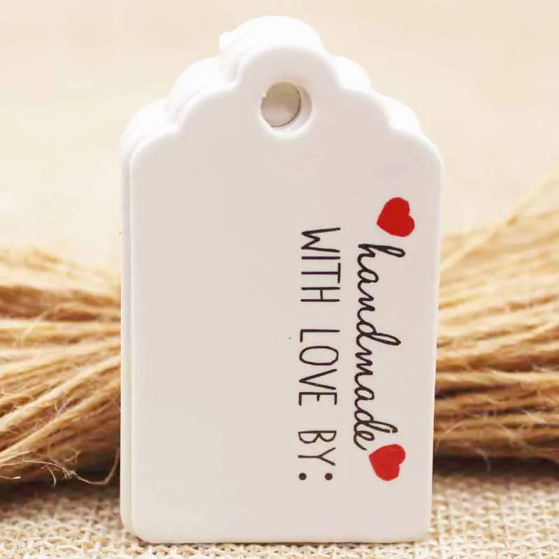 

5x3cm Kraft/white DIy Red heartThank you tag paper gift tag card Handmade tag wedding/party products hang tag l100+100string/lot
