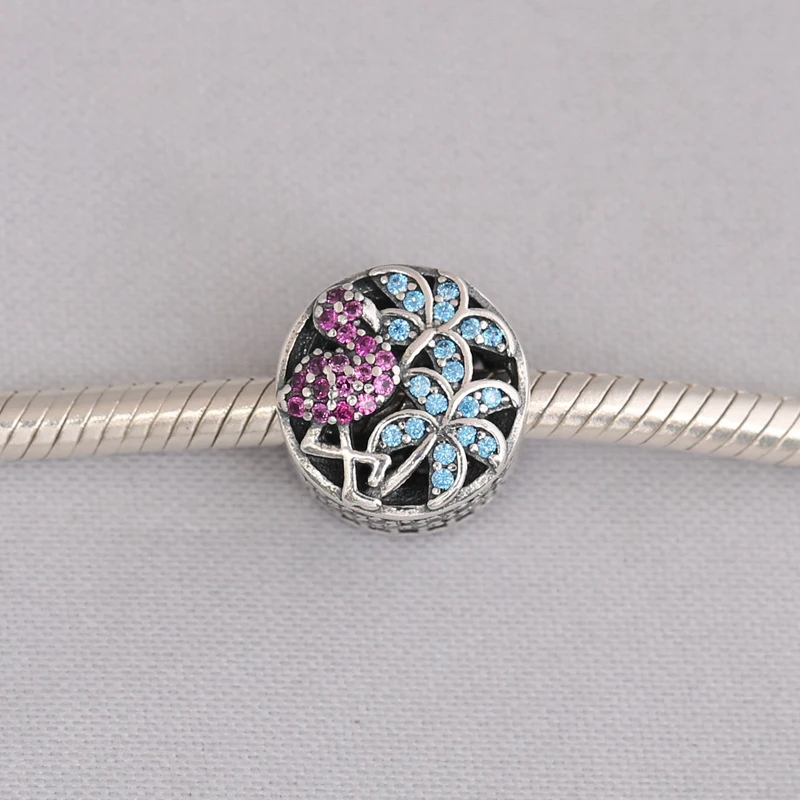 

Fits Bracelet Charm Jewelry DIY with Women's Party Gifts Zircon Cocos Blue 925 Sterling Silver Jewelry Beads