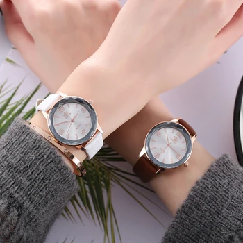 

2019 New Fashion Casual Women Quartz Leather Band Watch Analog Geometric Surface Wrist Watch Ladies Valentine Gift Dropshipping