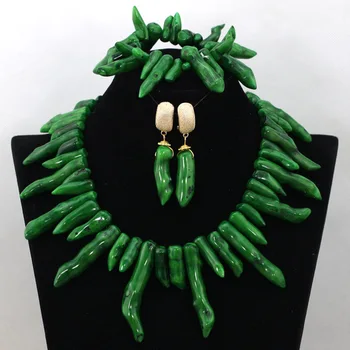

Elegant Women Girl Birthday Gift Party Coral Jewelry Set Irregular Coral Beads Statement Necklace Set Free Shipping CNR453