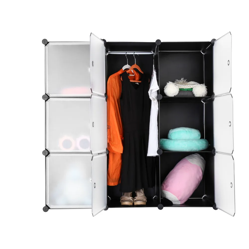 Finether 9-Cube Interlocking Modular Storage Organizer Shelving System Closet Wardrobe Rack with Doors for Home Clothes Shoes 1