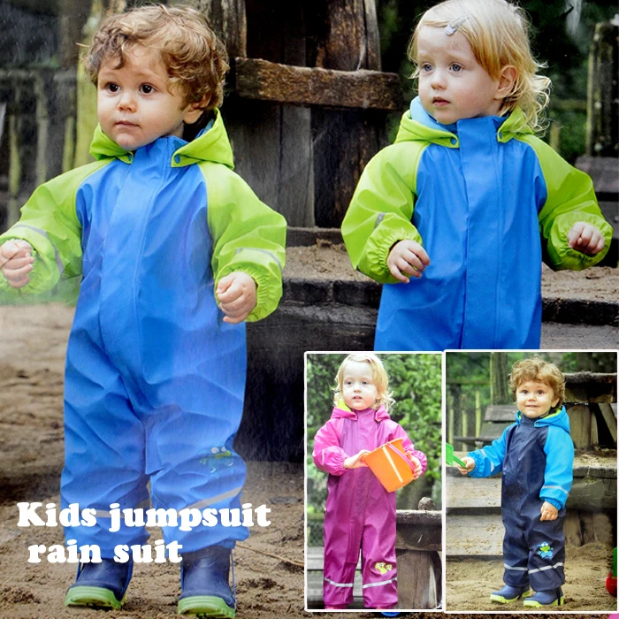 free shipping Kids jumpsuit rain suit Waterproof pants double fabric