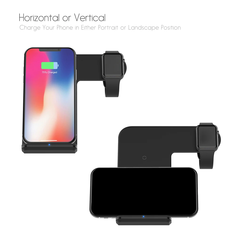 

F11 Qi Wireless Charger 2 in 1 Fast Wireless Charger Vertical Bracket Stand Dock Replacement for iPhone Mobile Watch