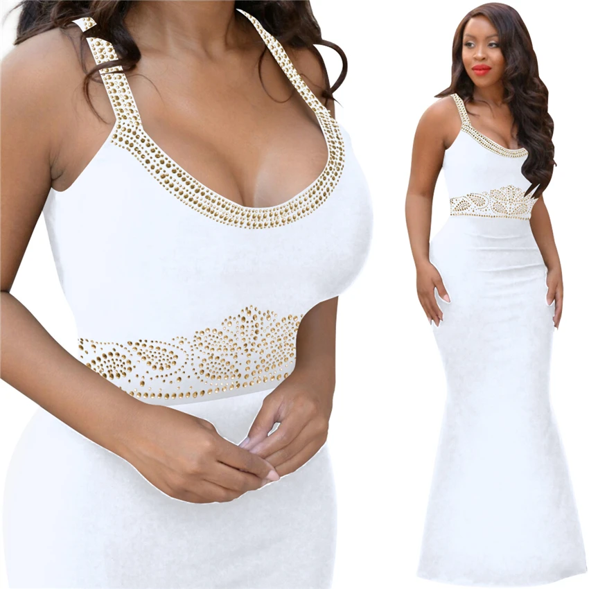 

Summer Elegant Diamonds Women Long Party Dress White Black Halter Bodycon Sexy Maxi Evening Mermaid Dresses vestidos verano 2019