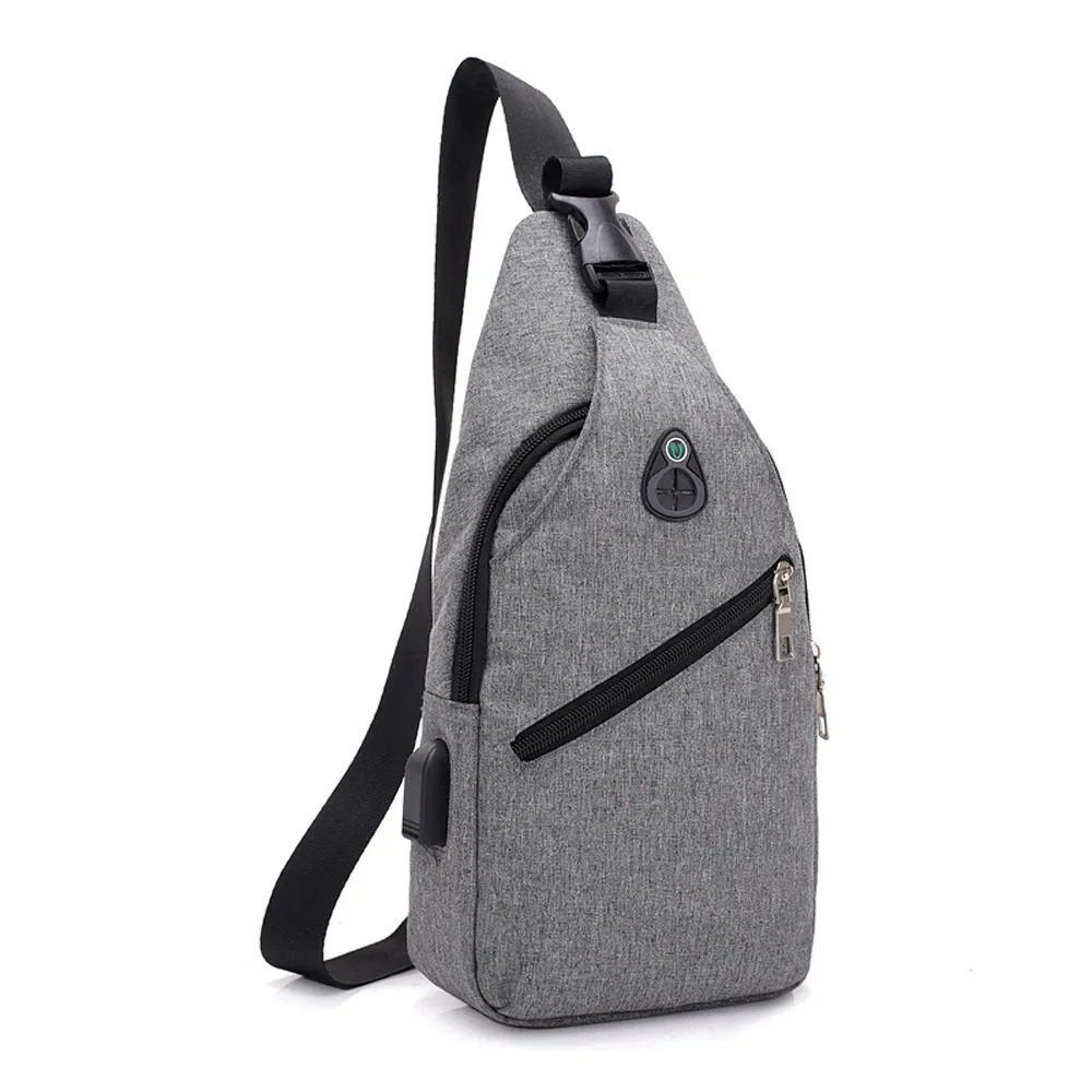 Gray OCARDIAN, мужские сумки, модные, для путешествий, школы,, чистый цвет, USB, Холщовый, через плечо, грудь, сумка, Прямая поставка, А6 - Цвет: Gray