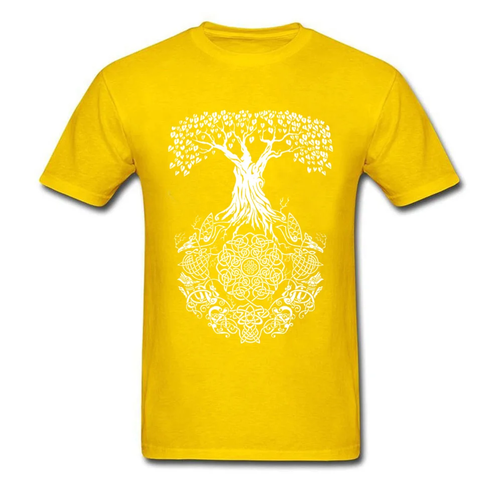 Tops Tees T-Shirt Yggdrasil Tree of Life NEW YEAR DAY Short Sleeve 100% Cotton Round Neck Men T Shirts 3D Printed Discount Yggdrasil Tree of Life yellow