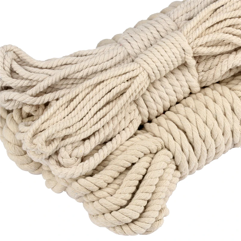 5mm-20mm Beige Cotton Cord Braided Woven Twisted Cotton Cord DIY Packing Rope Decorative Craft Thread Jewelry Bags Accessories
