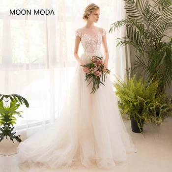 long half sleeve lace wedding dress high end 2020 bride simple bridal gown real photo weddingdress