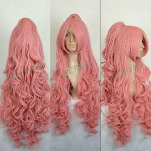 

HOT sell Free Shipping >>>> VOCALOID COSPLAY Dark Pink Wig+Curly Clip On Ponytail DS