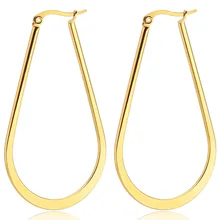 Овальные круглые большие серьги из нержавеющей стали, женские серьги для ночного клуба E18400