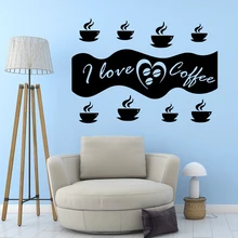 Creative I love coffee Self Adhesive Vinyl Waterproof Wall Decal Waterproof Wall Decals Home Party Decor Wallpaper