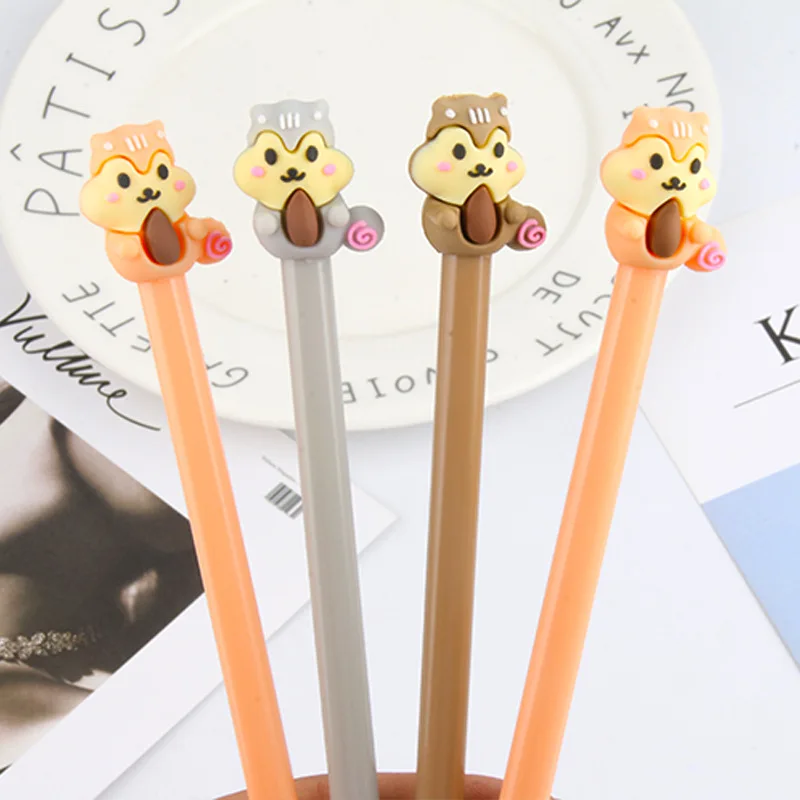 

48pcs/pack Creative Cute Cartoon Animal Squirrel Gel Pen Students Water Ink Signing Pen School Office Stationery