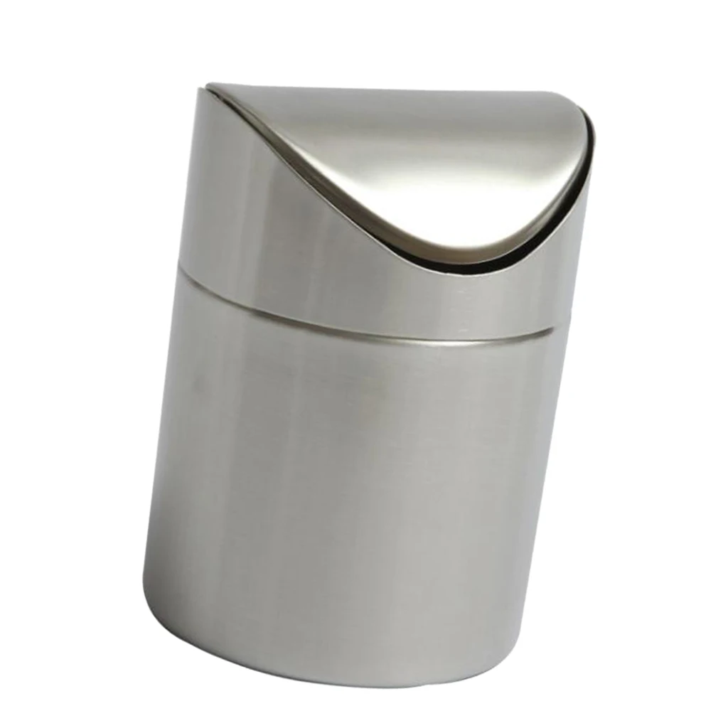 Red/Green/Pink/Blue/Silver Stainless Steel Trash Bin Garbage Can Wastebasket with Lid Creative Tool