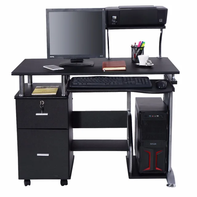 Goplus Computer Desk PC Laptop Table WorkStation Home Office Furniture Modern Study Writing Desktop with Printer