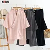 KISBINI Autumn Pajamas Sets For Women Female Solid Home Clothes Suit Cotton Long Japanese Style Ladies Homewear Spring Pyjama ► Photo 1/6