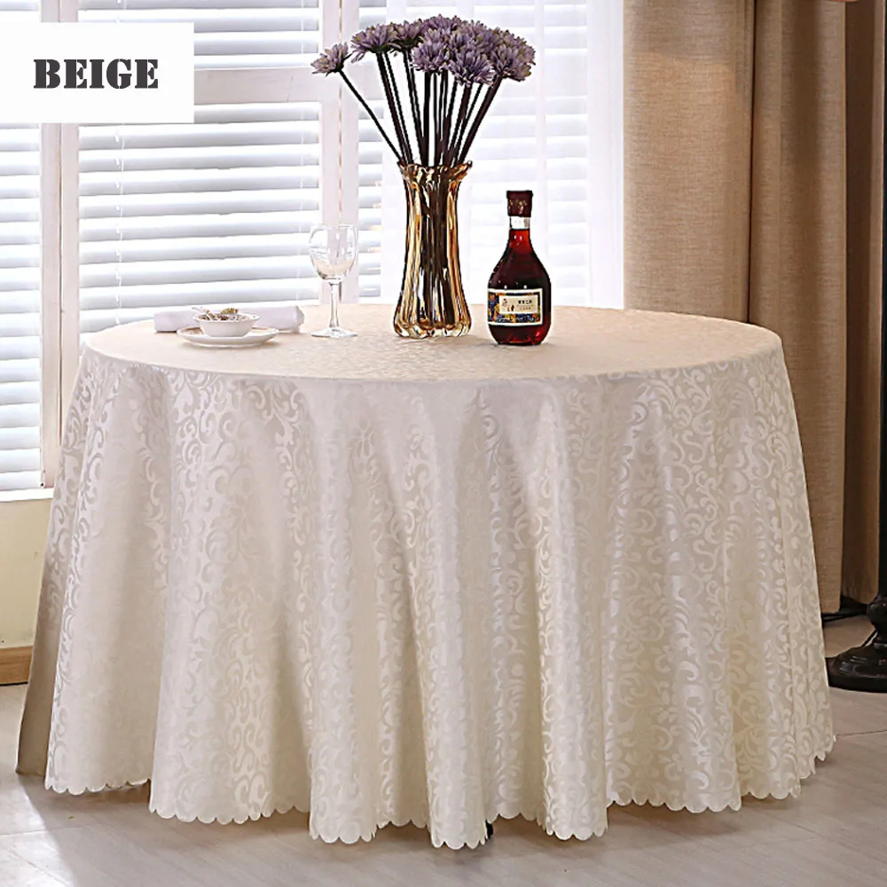  Multi Size Wedding Party Jacquard Polyester Fabric Solid Round Table Cloth Hotel Rectangular Tablec