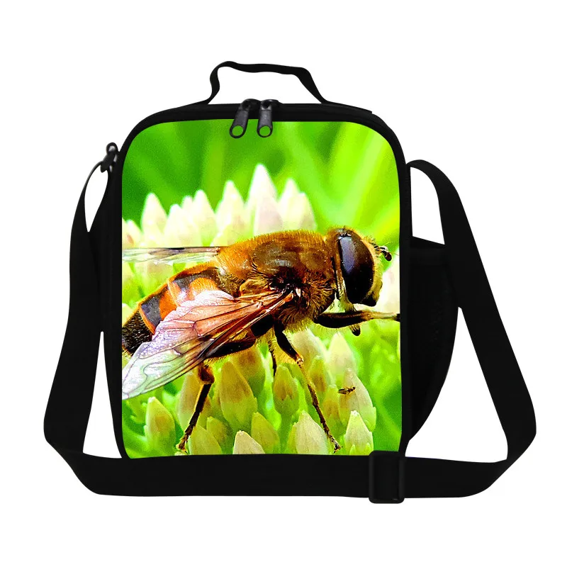 Новинка милый пчела термо портативный детский Ланчбокс с животным принтом женская повседневная сумка для пикника водонепроницаемый контейнер для еды - Цвет: Серый