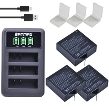 3Pcs 3.85V AZ16-1 Batteries For Original Xiaomi YI lite 2 4K 4k + LED USB 3slots Charger For Xiao yi 4k Action Camera Battery