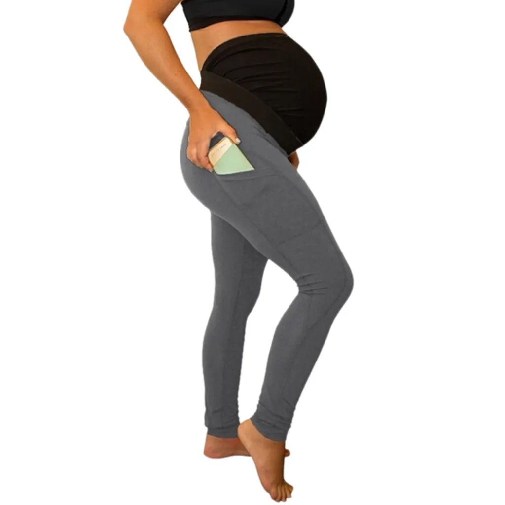 Для женщин лосины, Леггинсы для беременных Бесшовные штаны для йоги стрейч Беременность брюки-карандаш для беременных