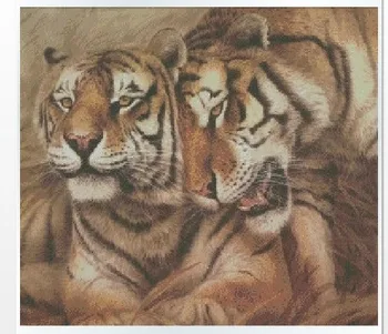 

DIY Unfinished No Printed Cross Stitch Patterns Sets Embroidery Handmade Needlework Kits,Tiger Lovers