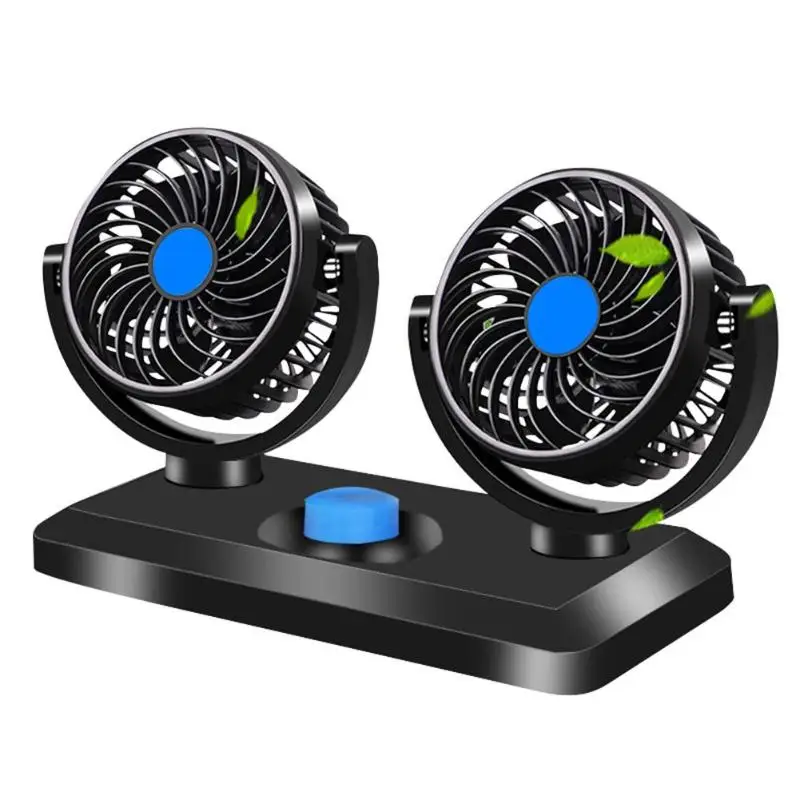 

12V 24V USB Car Air Cooling Fan Vehicle Dashboard Fans Dual Head 360 Adjustable Strong Wind Cooler Fan Car Interior Accessories
