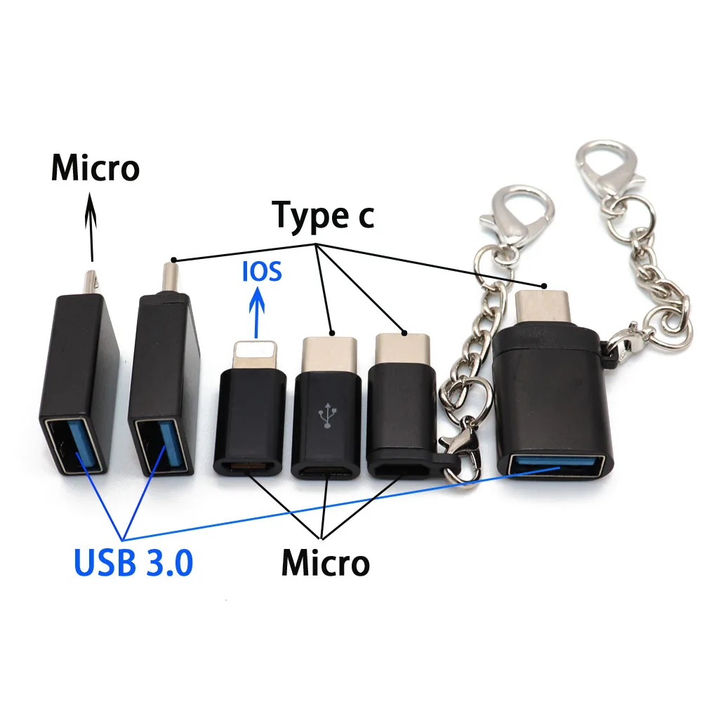 TingDong 3 шт. для iPhone type-C Micro USB адаптер для Micro USB/USB 3,0 type C для iPhone/Android кабель для передачи данных адаптер конвертер