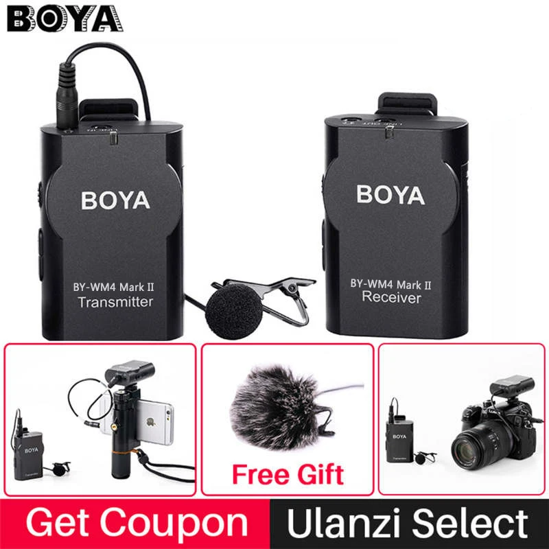 Профессиональный беспроводной микрофон Boya BY WM4 петличный с отворотом для Canon Nikon