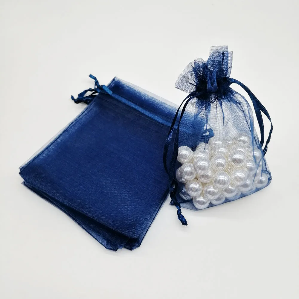 100pcs Organza Bags Navy Blue Organza Gift Bags For Jewelry Packaging