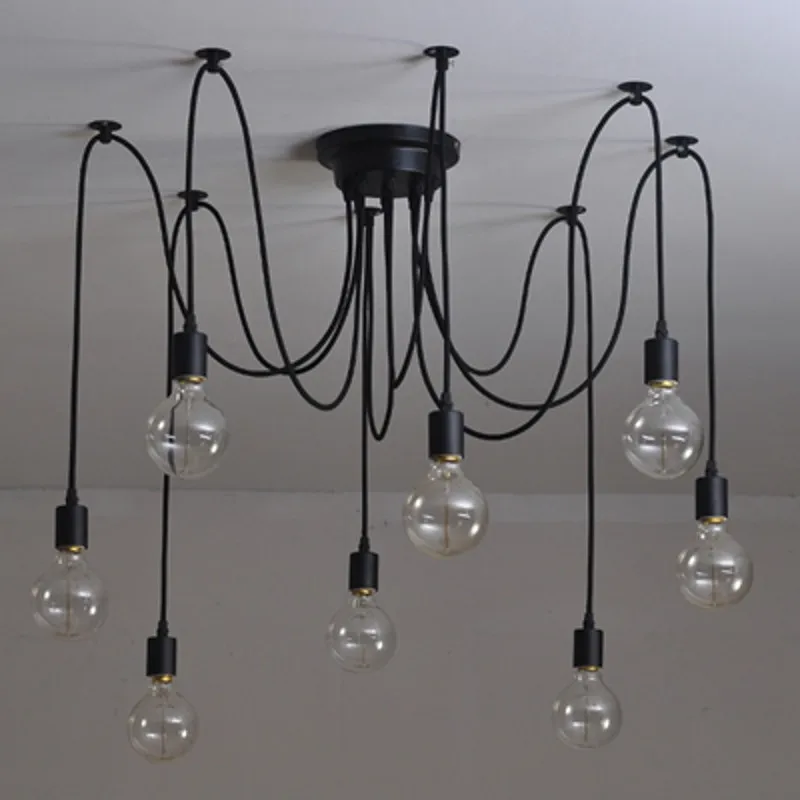 ФОТО Retro Spider Chandelier Lamp American Country Edison Pendant Light Classic 6-16 head E27/E26 Adjustable DIY Vintage Ceiling Lamp