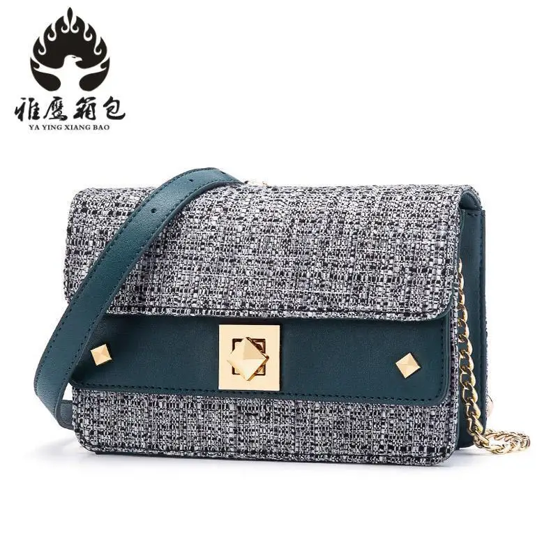 

2018 Pu Leather Women Messenger Bag Ladies Crossbody Bag Chain Trendy Gray Color Small Flap Shopping Handbag