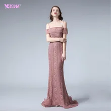 Элегантное темное розовое кружевное вечернее платье на бретельках из бисера Формальное вечернее платье «русалка» платья YQLNNE