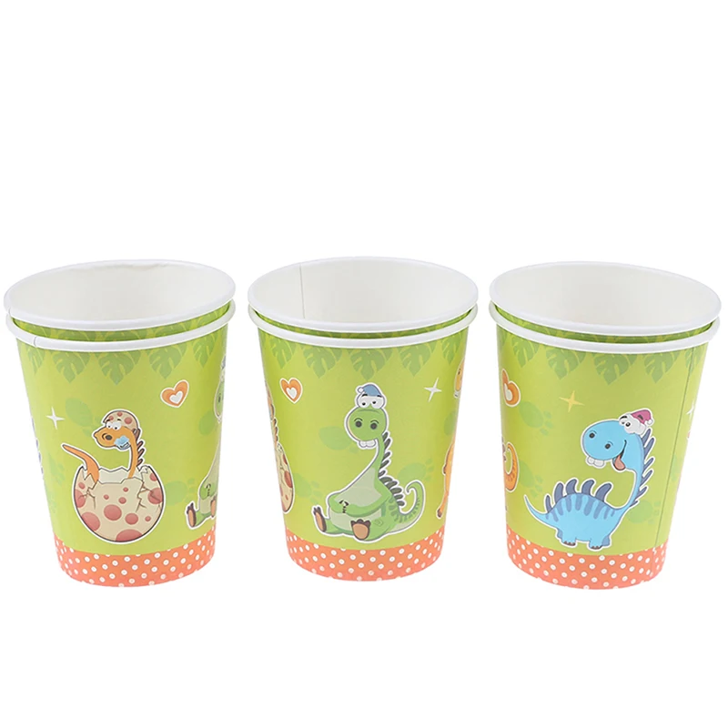 6 PCS Dinosaur theme party decoration disposable tableware paper cups cup Party Supplies 7.5*8