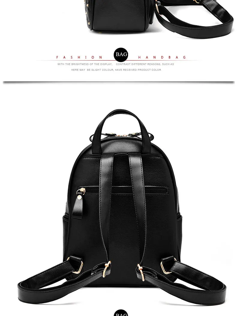 2022 Fashion Women Casual Travel Bead Backpack School Bags PU Leather Backpack for Teenage Girls Mochila Female Backpack S004