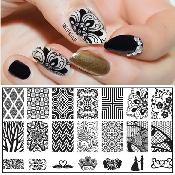 

1Pcs Nail Stamping Plates - Cute Sweet Heart Kiss Nails Love Animals Flower Nail Print Pattern Stainless Steel Manicure Plates
